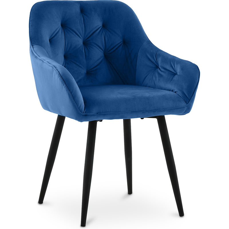 Chaise de salle à manger d'appoint en velours au design scandinave rétro avec pieds en bois - Alene