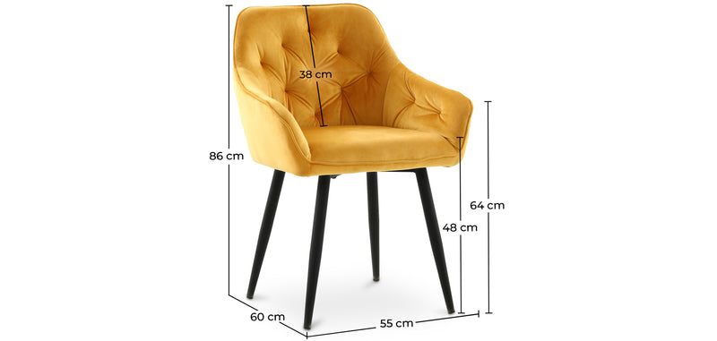 Chaise de salle à manger d'appoint en velours au design scandinave rétro avec pieds en bois - Alene