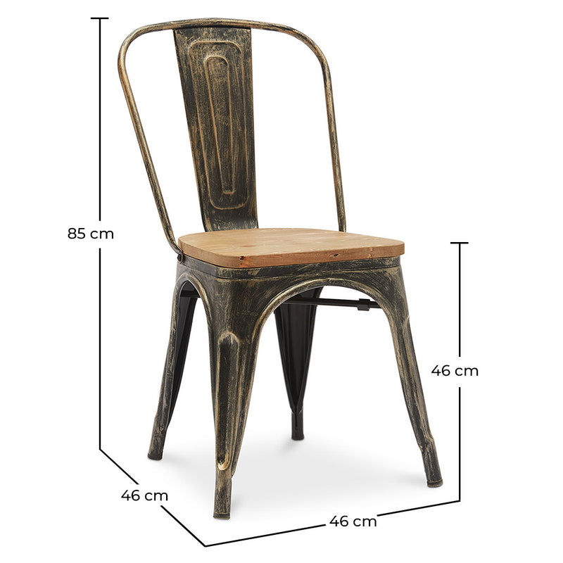 Cadeira de jantar Stylix com design industrial em metal e madeira clara - Nova edição