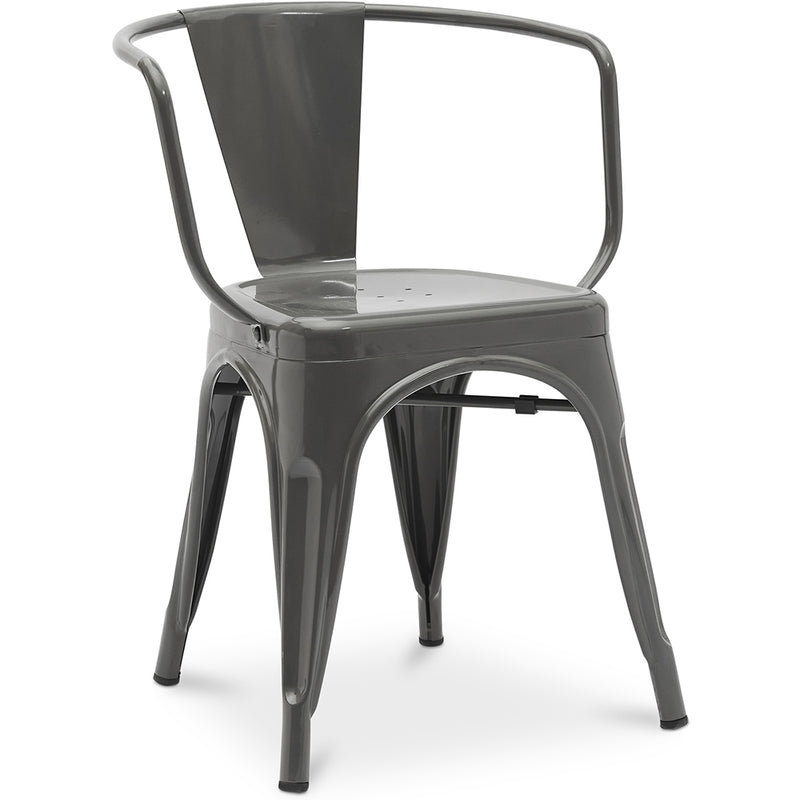 Cadeira de jantar com apoio de braços ao estilo Tolix, com design industrial em metal - Nova edição