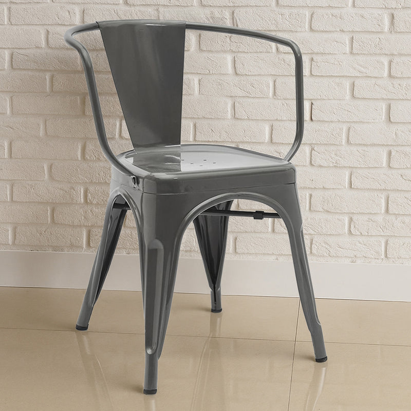 Cadeira de jantar com apoio de braços ao estilo Tolix, com design industrial em metal - Nova edição