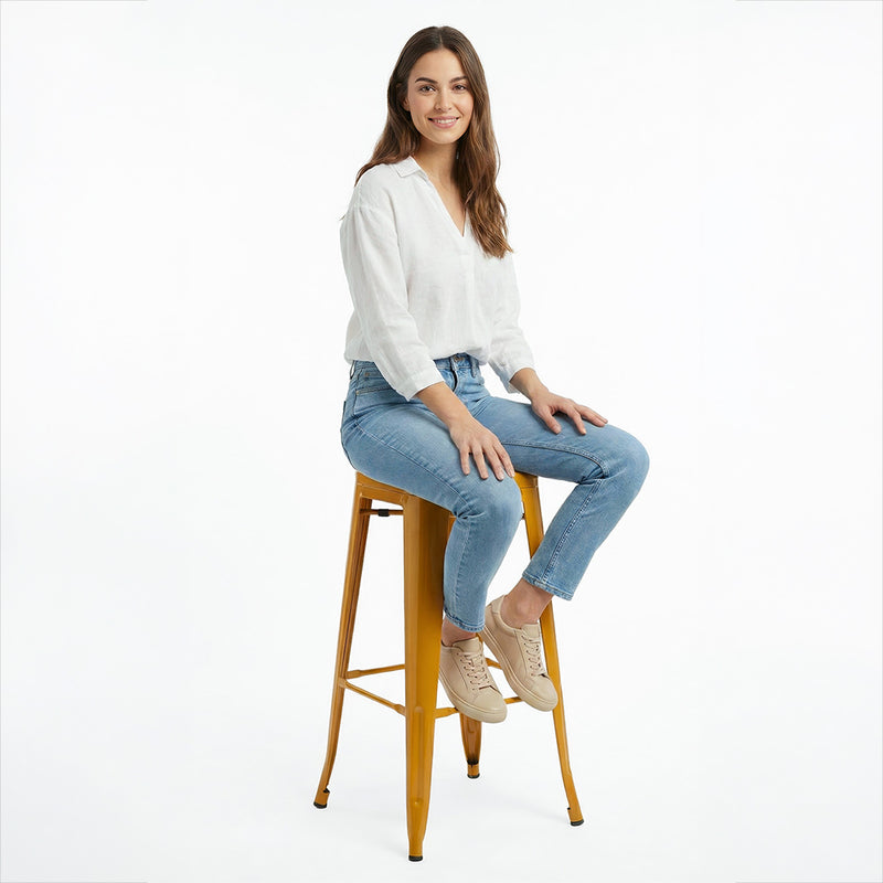 Bar Stool Tolix Style Industrial Design Matte Metal - 76 cm - New Edition