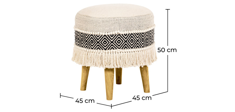 Tabouret Pouf Rond - Style Boho Bali - Joyce