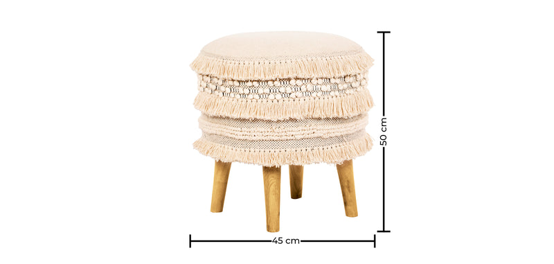 Tabouret Pouf Rond - Style Boho Bali - Jenny