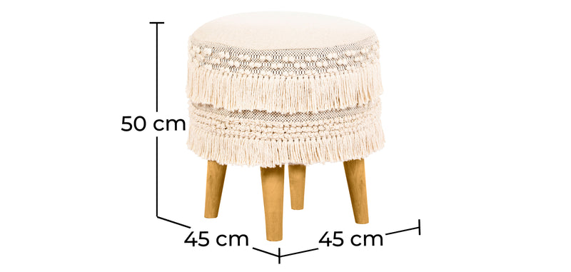 Pouf sgabello stile boho Bali, cotone - Debra