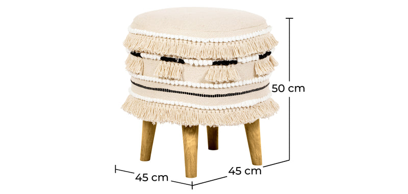 Tabouret Pouf Rond - Style Boho Bali - Juliet