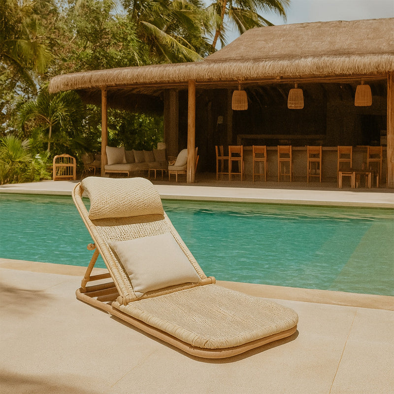 Sun Lounger Natural Rattan – Reclinable for Garden, Terrace & Beach – Chenai - gallery 4