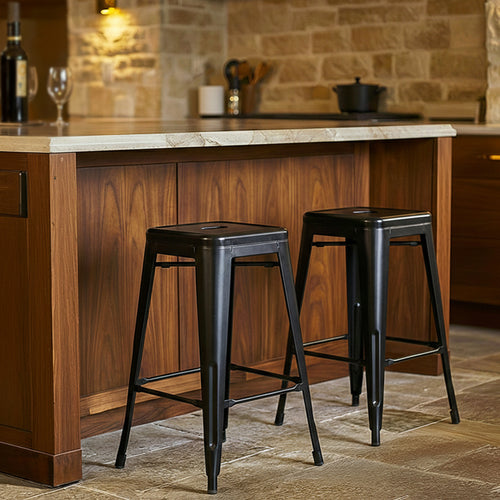 Bar Stool - Industrial Design - Matte Steel - 60cm - New edition - Stylix - gallery 2