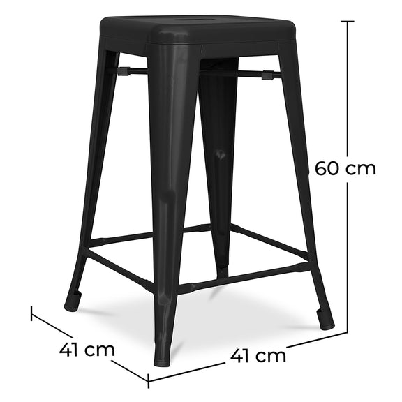 Bar Stool - Industrial Design - Matte Steel - 60cm - New edition - Stylix - gallery 8