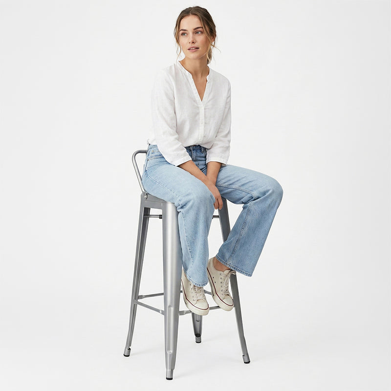 Bar Stool with Backrest - Industrial Design - 76cm - New Edition - Stylix - gallery 1