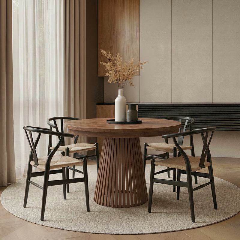 Sedia da pranzo dal design scandinavo con seduta in legno e corda - Wish