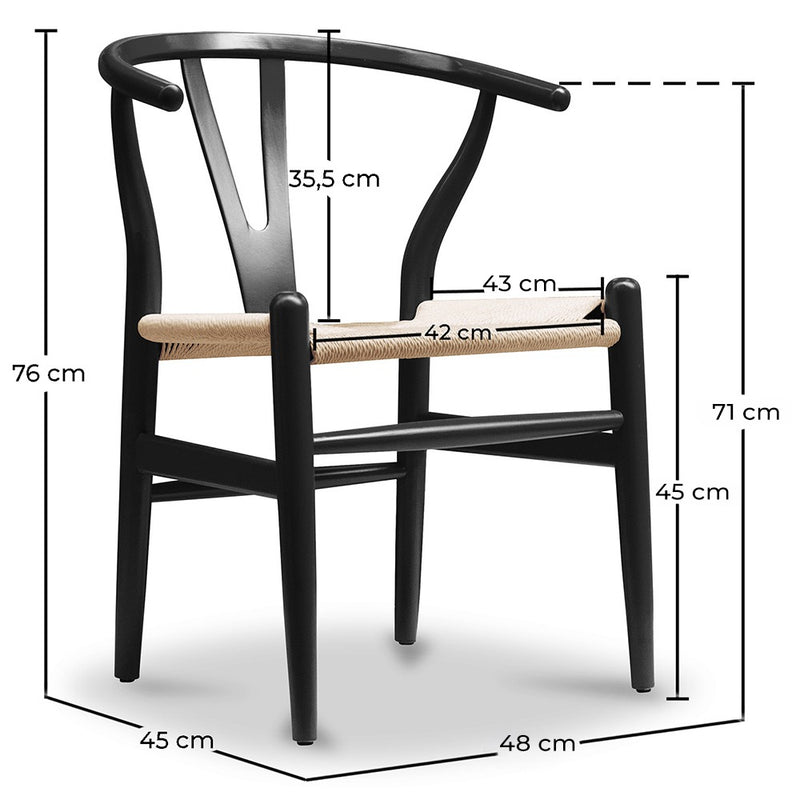 Sedia da pranzo dal design scandinavo con seduta in legno e corda - Wish