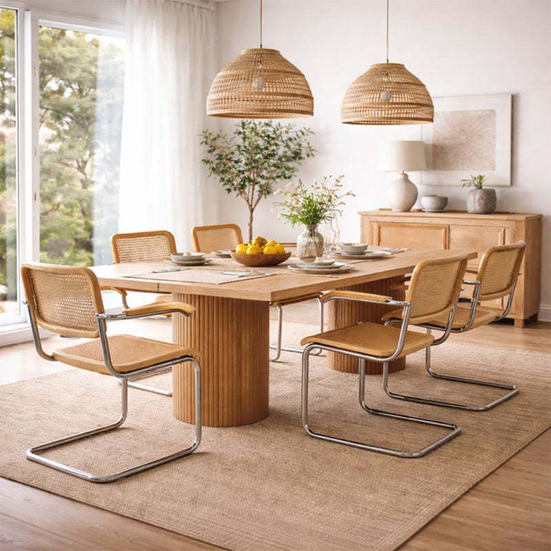 Dining Chair with Armrests - Vintage Design - Wood and Rattan - Bruna - gallery 6