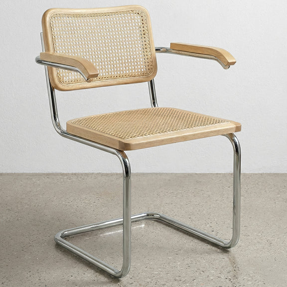 Dining Chair with Armrests - Vintage Design - Wood and Rattan - Bruna - gallery 5