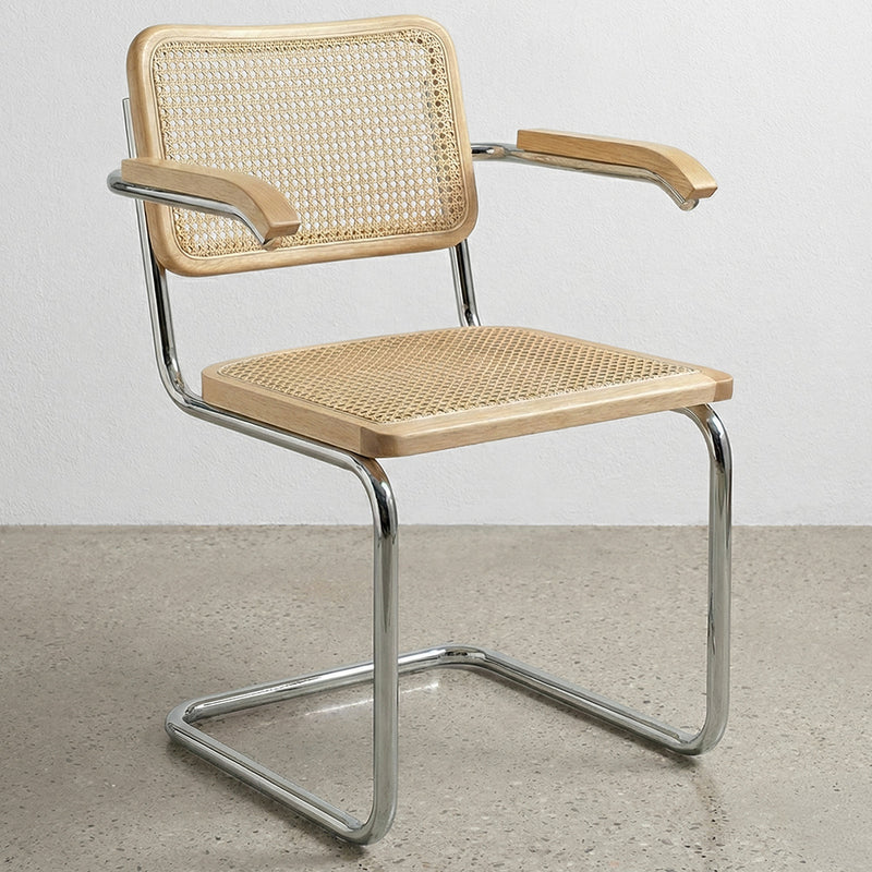 Dining Chair with Armrests - Vintage Design - Wood and Rattan - Bruna - gallery 5