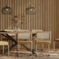 Pack Table à manger design en bois (220cm) & 8 chaises de salle à manger en rotin - tapisserie en velours - Martha