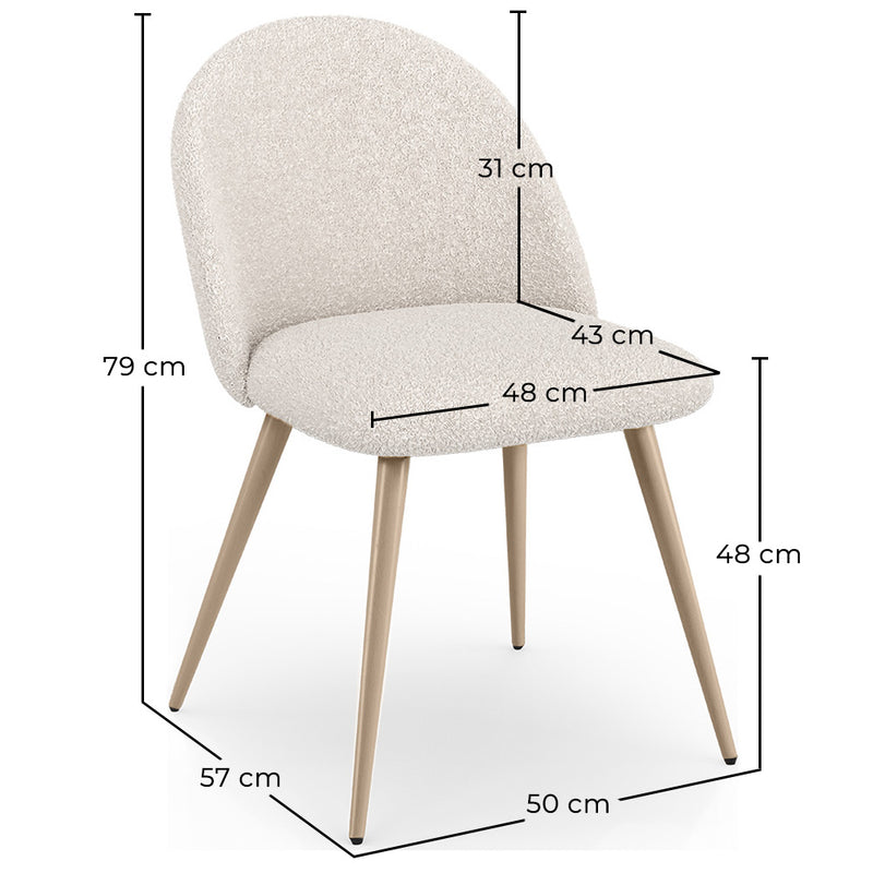 Dining Chair - Upholstered in Bouclé Fabric - Scandinavian Design - Evelyne