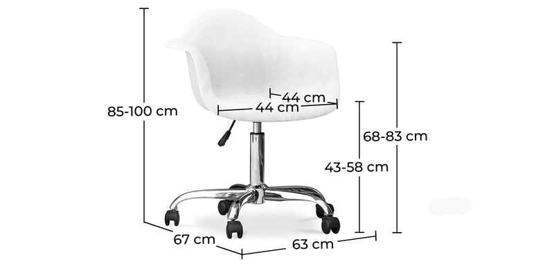 Chaise de bureau avec accoudoirs - Chaise de bureau pivotante avec roulettes - Grev
