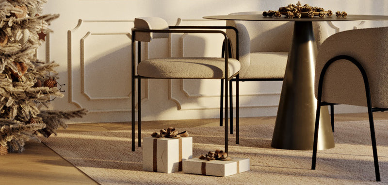 Chaise de salle à manger en bouclette fausse fourrure Tapissée - Boucles Blanches - Garne