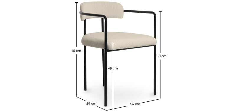 Silla de comedor tapizada - Bouclé blanco - Garne