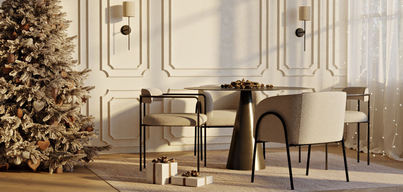 Chaise de salle à manger en bouclette fausse fourrure Tapissée - Boucles Blanches - James