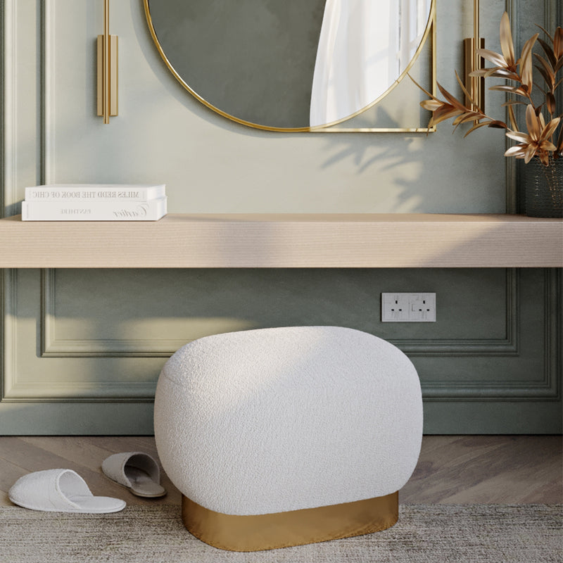 Pouf Bench Vanity – White Bouclé – Loui