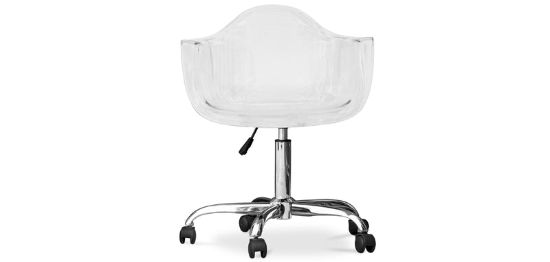 Chaise de bureau avec accoudoirs transparents - Chaise de bureau pivotante avec roulettes - Grev
