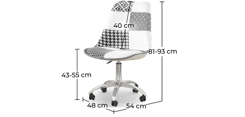 Chaise de Bureau Pivotante - Tissu Patchwork - Sam