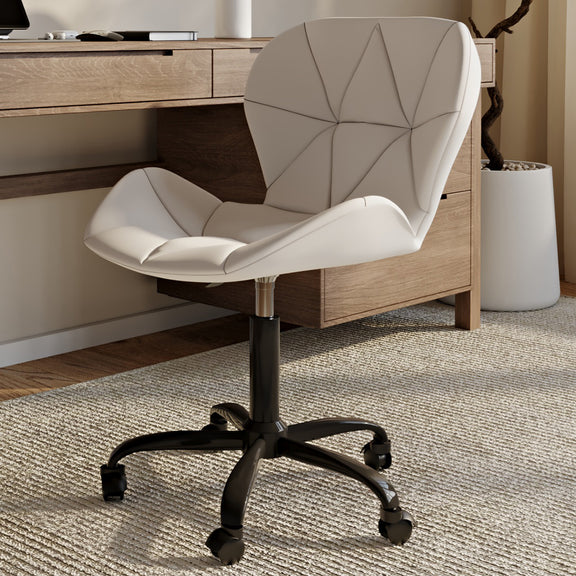 Office Chair with Wheels - Swivel Desk Chair - Upholstered in Faux Leather - Black Wito Frame - gallery 4