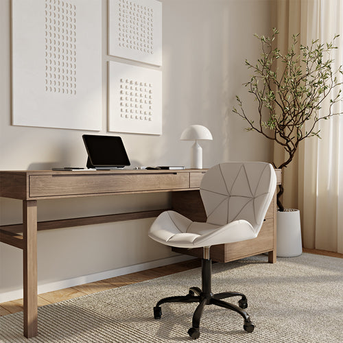 Office Chair with Wheels - Swivel Desk Chair - Upholstered in Faux Leather - Black Wito Frame - gallery 1