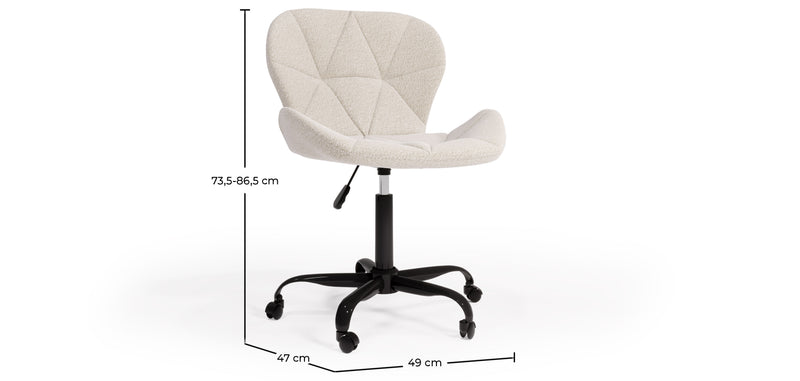 Office Chair with Wheels - Swivel Desk Chair - Upholstered in Bouclé Fabric - Black Wito Frame
