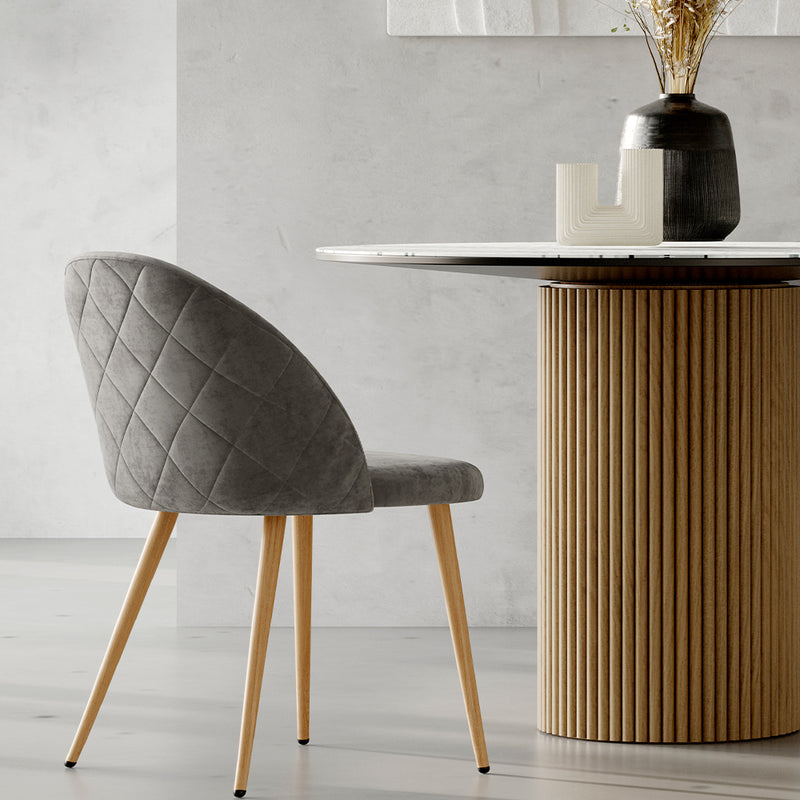 Dining Chair - Upholstered in Velvet - Backrest with Pattern - Evelyne