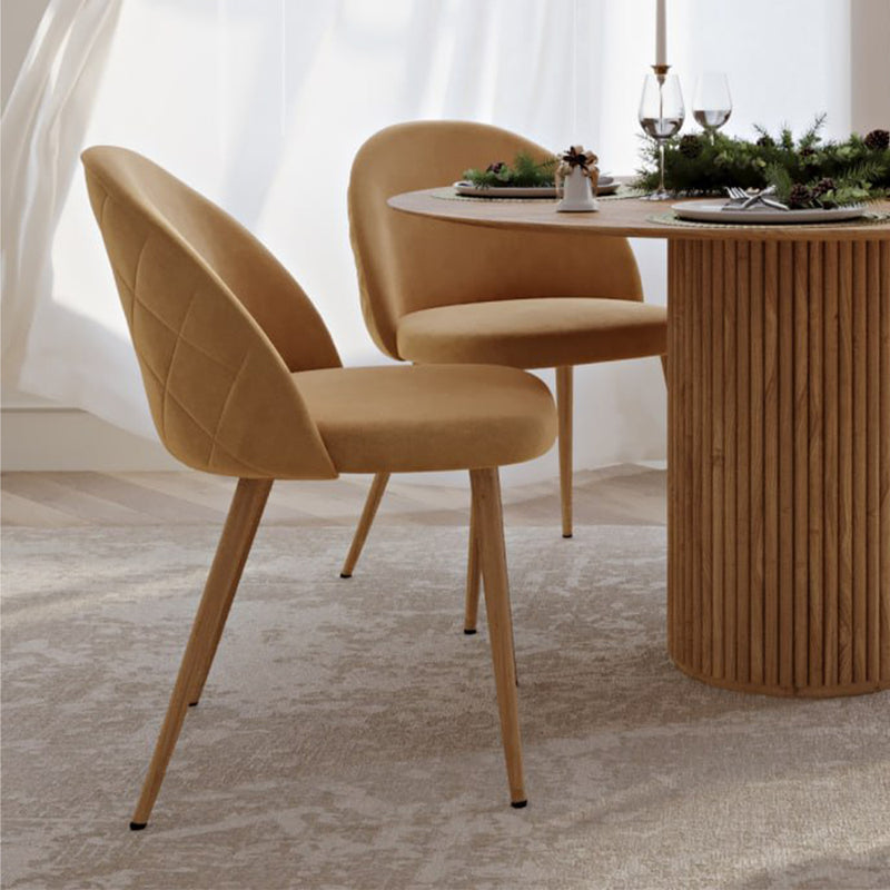 Dining Chair - Upholstered in Velvet - Backrest with Pattern - Evelyne