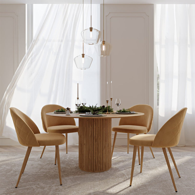 Dining Chair - Upholstered in Velvet - Backrest with Pattern - Evelyne