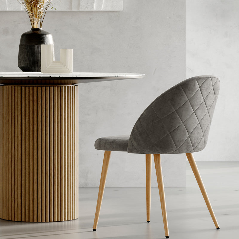 Dining Chair - Upholstered in Velvet - Backrest with Pattern - Evelyne