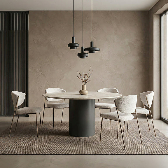 Dining chair - Upholstered in Bouclé Fabric - Seda - gallery 2