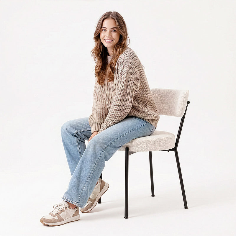 Dining Chair - Upholstered in Bouclé Fabric - Raga