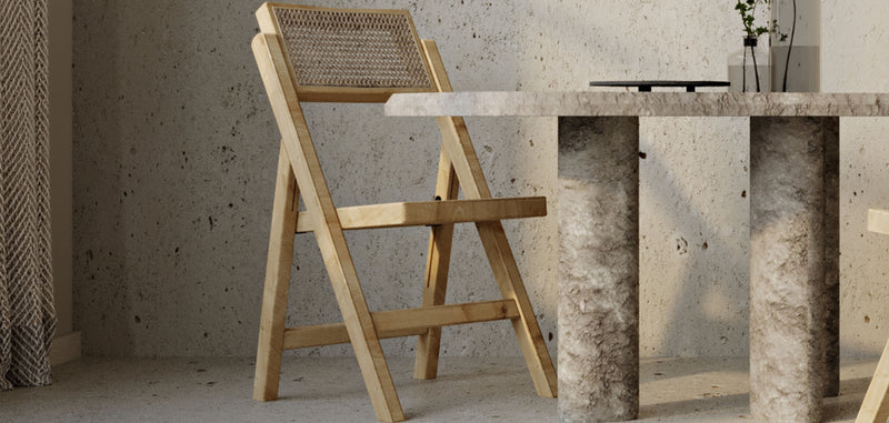 Chaise pliante en bois et rotin pour salle à manger - Umbra