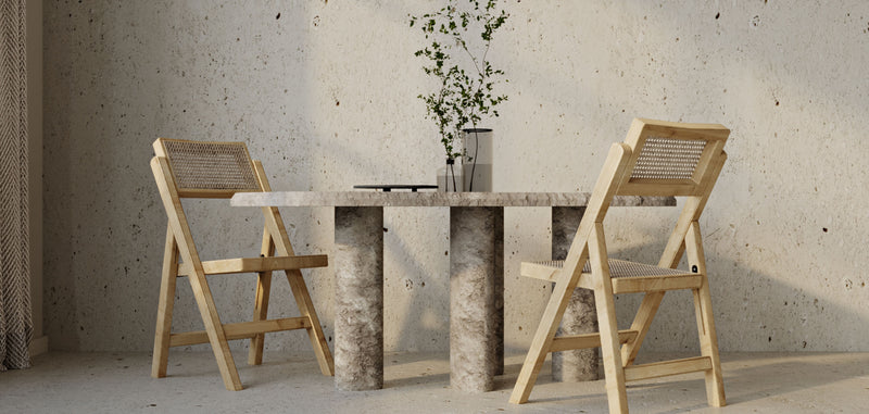 Chaise pliante en bois et rotin pour salle à manger - Umbra