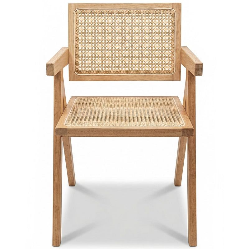 Dining Chair in Cane Rattan - with Armrests - Kane