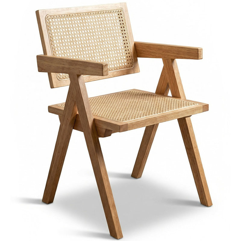 Dining Chair in Cane Rattan - with Armrests - Kane