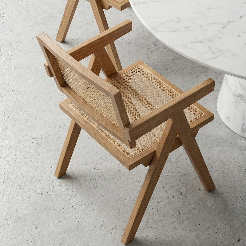 Dining Chair in Cane Rattan - with Armrests - Kane