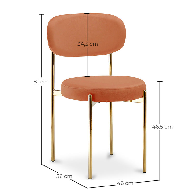 Dining Chair - Upholstered in Velvet - Golden metal - Dahe