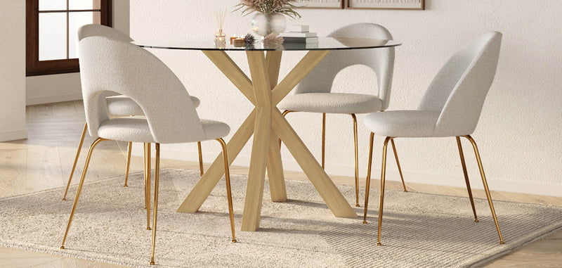 Chaise de salle à manger - Revêtue de tissu Bouclé - Amarna