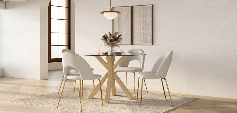 Chaise de salle à manger - Revêtue de tissu Bouclé - Amarna