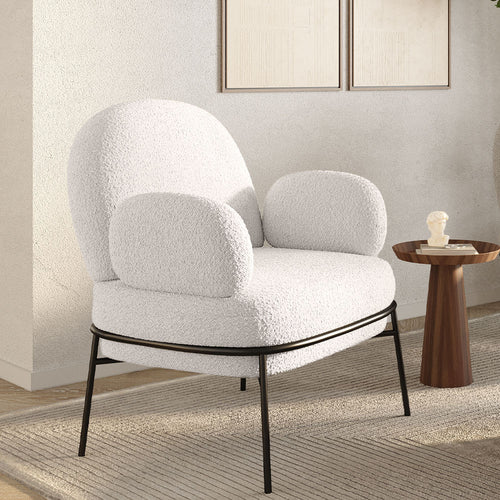 Designer Armchair - Upholstered in Bouclé Fabric - Alia
