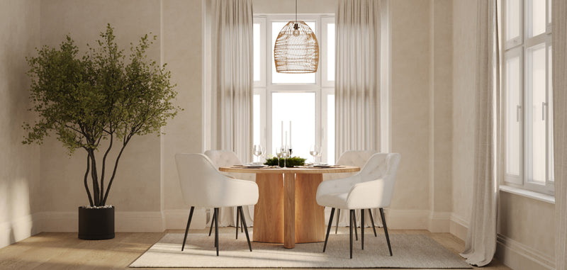 Chaise de salle à manger avec accoudoirs - Rembourrée en Bouclé Premium - Alene