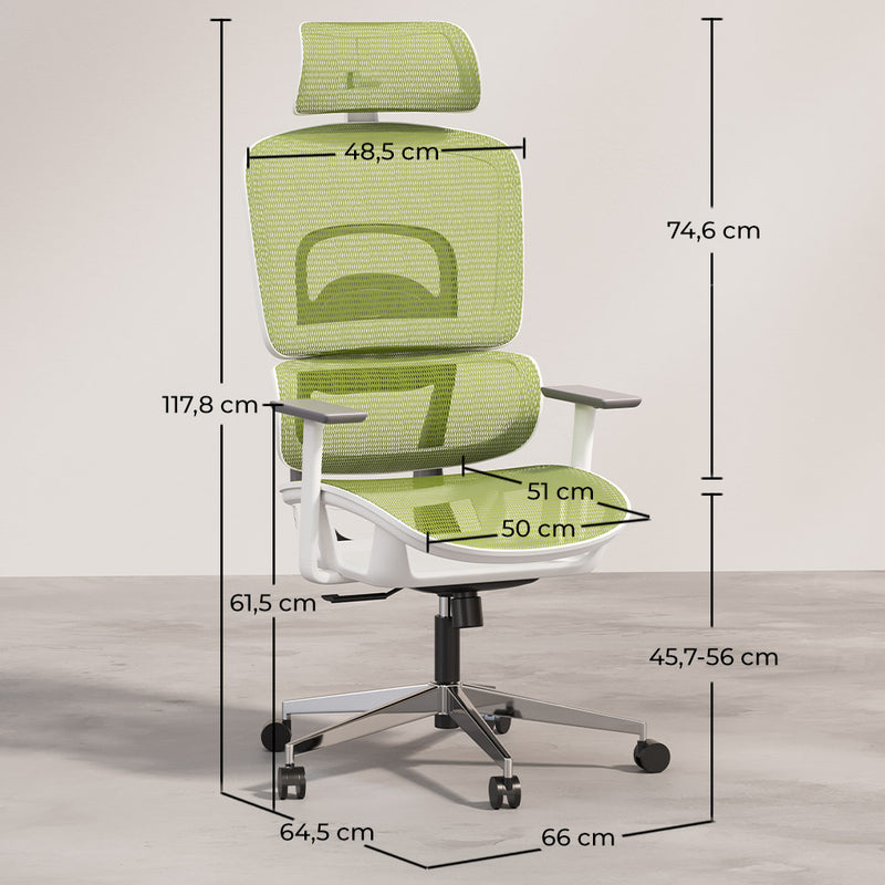 Sedia da ufficio ergonomica con ruote e braccioli - Keys