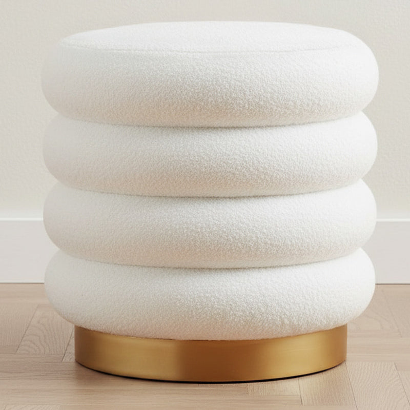 Round Pouf Upholstered in Bouclé Fabric - Marie