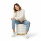 Round Pouf Upholstered in Bouclé Fabric - Marie